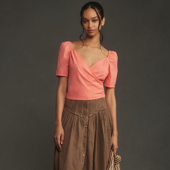 Anthropologie Puff-Sleeve Wrap Top - Picture 12 of 12